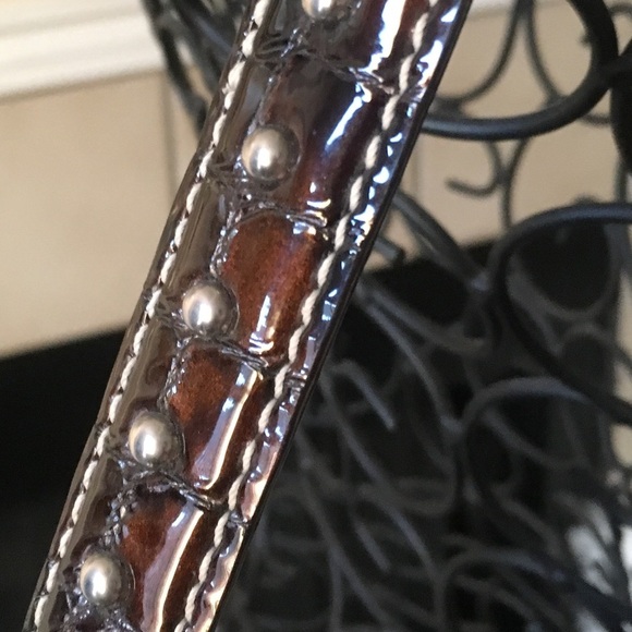 Brighton Straw & Croc Embossed Studded Bag - Picture 12 of 15